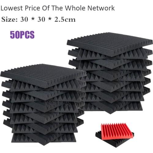 50PCS Studio Acoustic Foam Soundproofing Panels Wedges Soundproof Absorption Treatment Protective Sponge 3 Colors 300x300x25mm