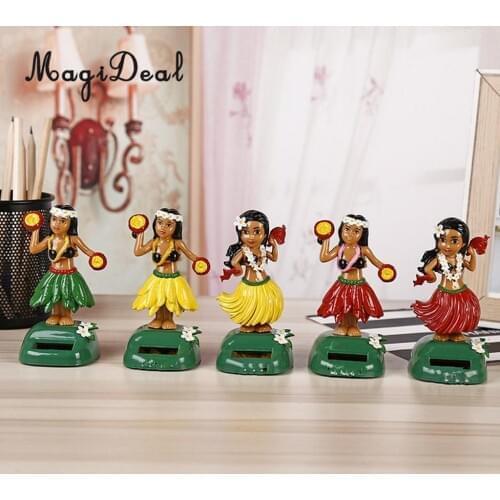 Solar Powered Dancing Llulu Party Hawaii Girl Swinging Bobble Toy Car Home Decor Ornament 3 Color Pick