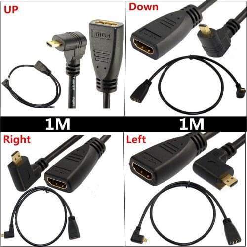 90° angle Micro HDMI Male to HDMI Female Adapter Convertor t cable 1080P