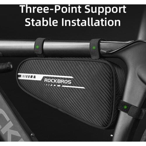 ROCKBROS Bicycle Bag 1.2L Large Cycling Bag Tube Triangle Bag Ride Without Touch Legs Reflective Bike Bag Bike Accessories