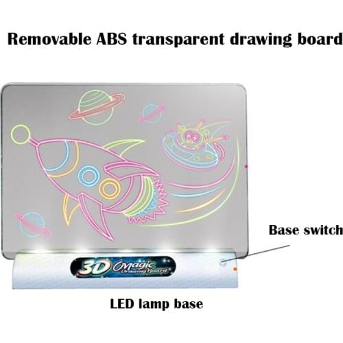 Magic 3D Drawing Board with Pen Sketchpad Tablet Light Effects Puzzle Board Kids Gifts LED Lights Glow Art Drawing Toys GDeals