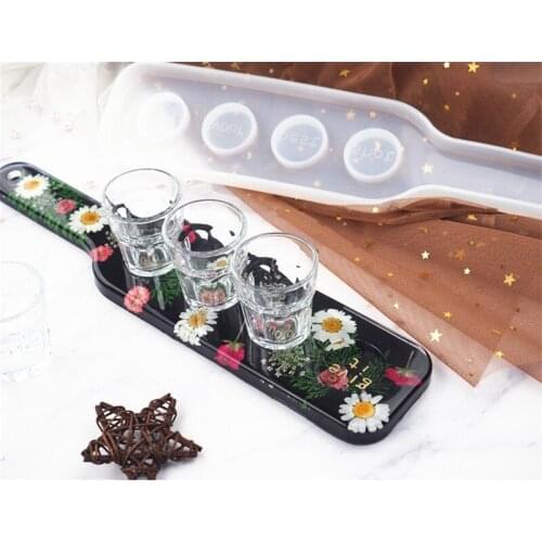 Wine Glass Tray DIY Crystal Epoxy Resin Mold Wine Beer Rack Mirror Silicone Mold For Resin