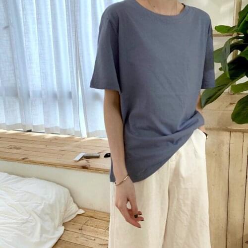 1@# Polyester Climbing T Shirt Women Summer New Oversized Solid Tees 18 Color Casual Loose Korean O Neck Female Tops S-XXL