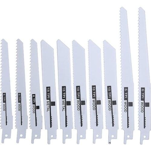 10pcs Bi-metal Saber Saw Blade Reciprocating Saw Blades For Cutting Wood Metal Saw Blades DIY Tools