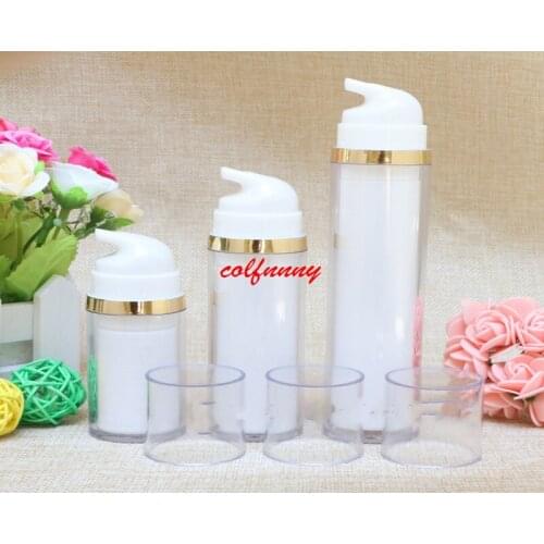 100pcs/lot 15ML 30ML 50ML Travel Refillable AS Cosmetic Airless Bottles Plastic Treatment Pump Lotion Containers F050211