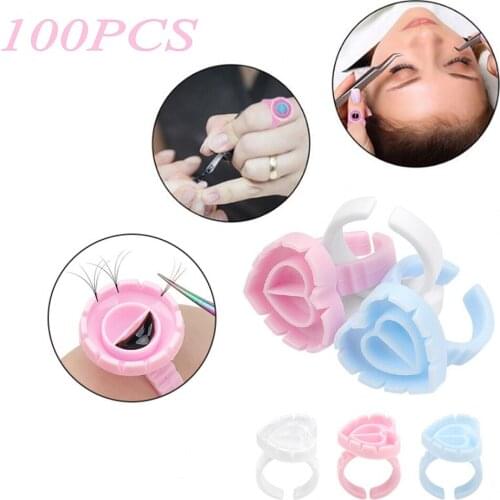 100Pcs/pack Disposable lash glue rings holder cup heart round shaped Tattoo pigment cup Container eyelash extension makeup tools