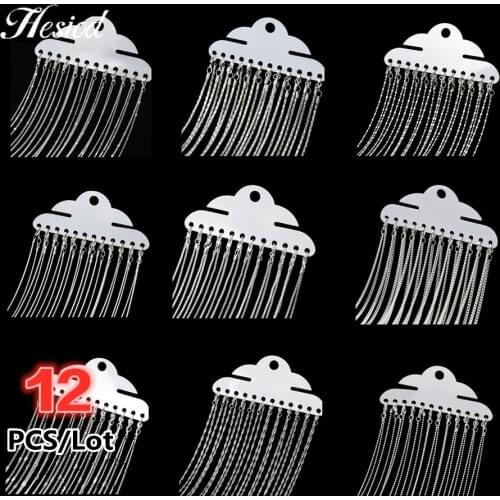 12Pcs/Pack Leather Silver Lobster Clasp Water-wave Box Bamboo Chain For Women DIY Necklace Jewelry Bulk Accessories Wholesale