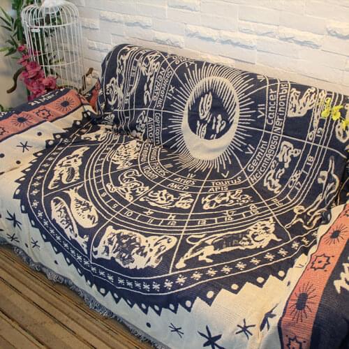 130x180cm Constellation Large sofa blanket Cotton Comping Hiking Carpet warm Bedspread tarot altar Tablecloth Astrology