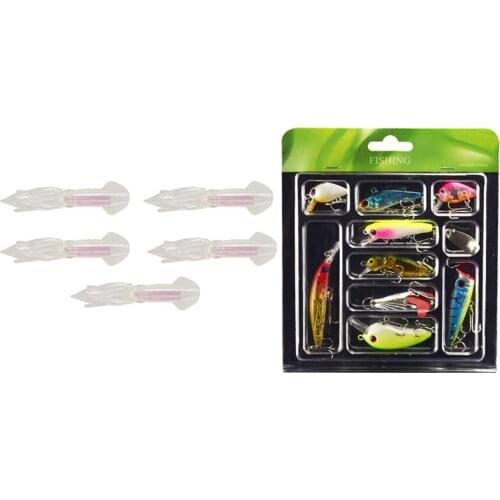 2 Set Glow Luminous Silicone Squid Lures Soft Squid Skirt Bait With Mini Lure Bait Set Mino VIB Sequins Bionic Bait