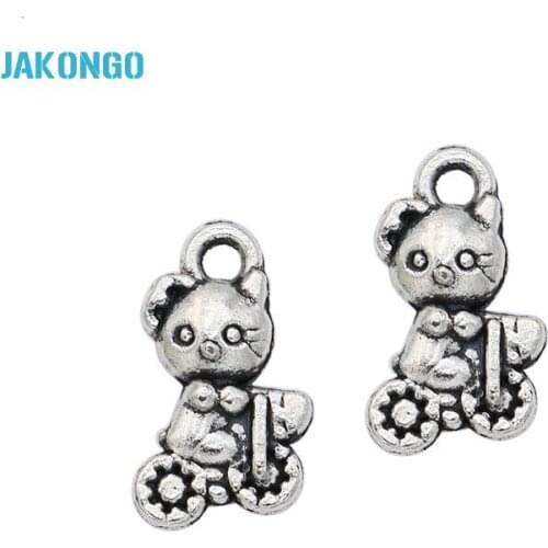 20pcs Antique Silver Plated Cat Charms Pendants for Jewelry Making DIY Handmade Jewelry Findings 12x8mm