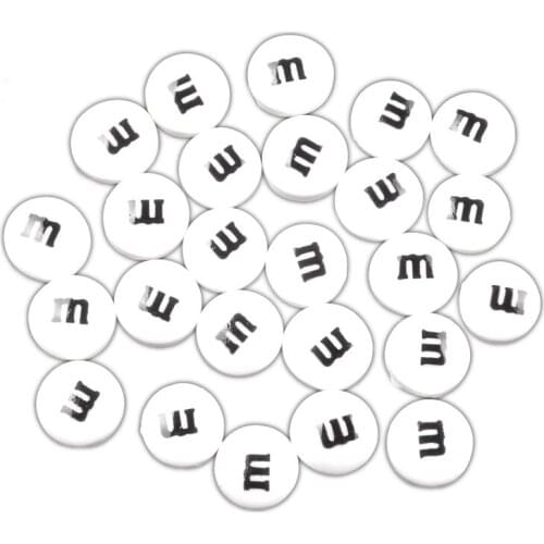 50Pcs 14mm White Resin Decoration Crafts Letter M Bead Flatback Cabochon Scrapbook DIY Accessories Buttons