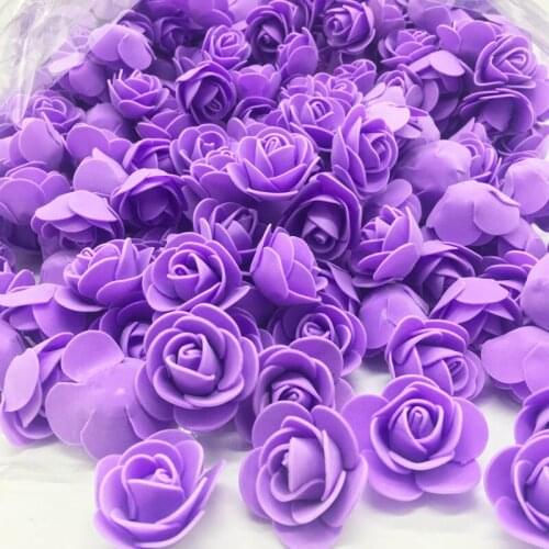 50pcs/200pcslot 3.5 cm Mini Artificial PE Foam Rose Flower Head For Wedding Decoration DIY Scrapbooking Garland Gift Box Flowers
