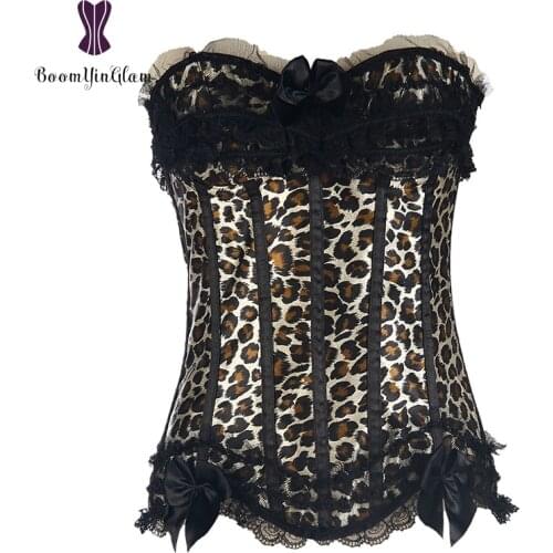 8068# Plus Size Waist Trainer Slimming Body Shapewear Lace Up Women Corsets And Bustiers Leopard Printed Corset