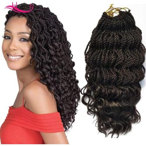 Afro Wavy Senegalese Twist Crochet Hair Ombre Wave Twist Braiding Hair Extensions Natural Synthetic Crochet Braids for Women