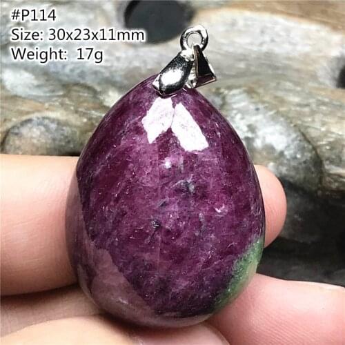 Top Natural Ruby Zoisite Tumbled Stone Pendant Jewelry For Women Men Healing Luck 30x23x11mm Beads Crystal Silver Gemstone AAAAA