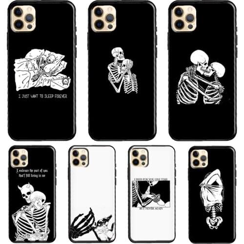 Skeleton Lovers Skull Funda Case For iPhone X XR XS MAX 12 Mini 11 Pro Max 5S 6S 8 7 Plus SE 2020 Cover Shell