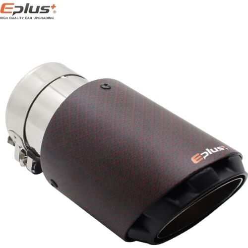 EPLUS latest 3 layer Plum pattern Matte carbon fiber Car Mufflers Tip Universal stainless Silver Exhaust pipe Muffler nozzle AK