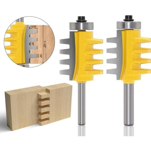 8mm,6mm,1/4 inc Shank Rail Reversible Finger Joint Glue Router Bit Cone Tenon Woodwork Cutter Power Tools Wood Router Cutter