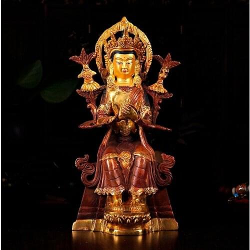 HOT SALE buddha statue # 21CM # Tibetan Buddhism Jampa Buddha Maitreya Gold-plated brass statue # HOME efficacious Talisman