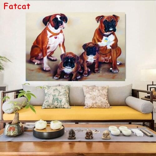 Full square decor drill 5d diamond painting Boxer family pet dog diamond embroidery cross stitch kit decor Diamond Mosaic PP152