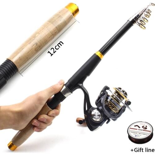 NEW 1.8M-3.6M Carbon Portable Telescopic Fishing Rod Spinning Fishing Rod and reel set Pole Travel Sea rod fast carp Rocky pole
