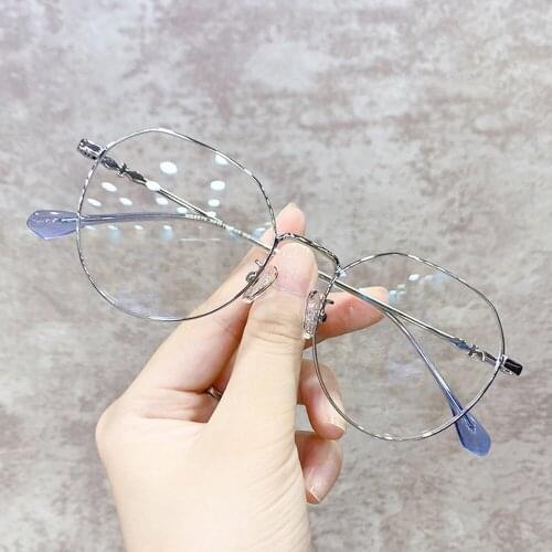 Metal Glasses Frame Adult Anti Blue Light Irregular Round Myopia Glasses Unisex Water Drop Transparent Eyewear Frames