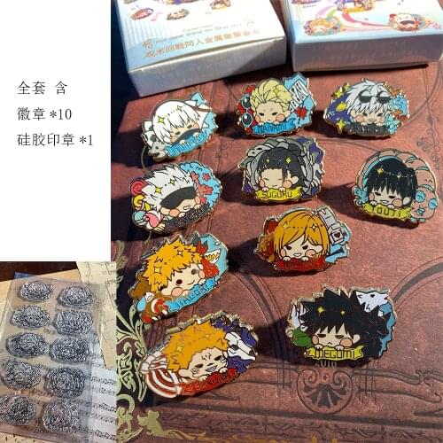 Anime Jujutsu Kaisen Itadori Yuji Gojo Satoru Nanami Kento Q Metal Badge Article Pin Bag Decor Accessories Cosplay Birthday Gift