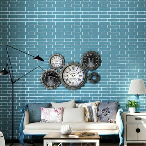 Beibehang Fashion wallpaper white brick blue non-woven brick wallpaper living room bedroom clothing store restaurant wallpaper
