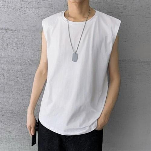 Men Solid Color Breathable Sleeveless Round Neck T-shirt Sports Vest Tank Top Solid Color Comfortable Skin-friendly All Match