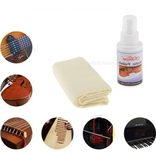 Violin Polish and Cleaning Cloth Set,Cleaning Oil for Violin Wooden Musical Instrument