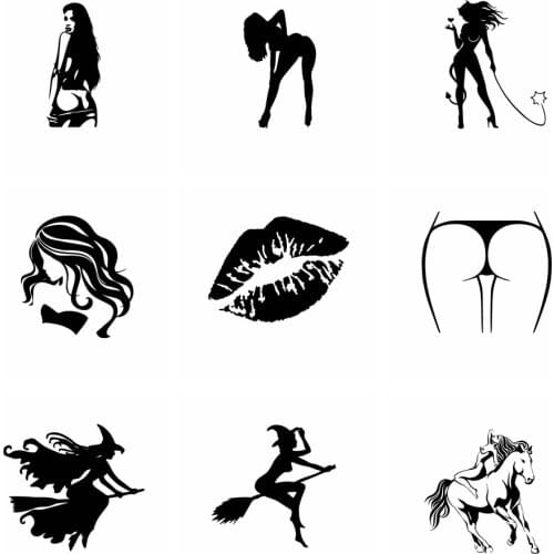 Free Shipping Girls Witch Car Sticker Funny Car-Styling Engine Hood Motorcycle Decal to cover scratches Decoration Accessories
