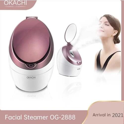 Nano Ionic Facial Steamer For Face Beauty Salon Personal Sauna SPA Blackheads Reomoval Clear with Makeup Mirror OKACHI GLIYA