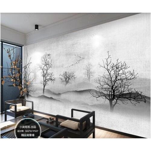 Custom mural 3d photo wallpaper Black and white landscape trees silhouettes home decor wallpaper for living room modern house