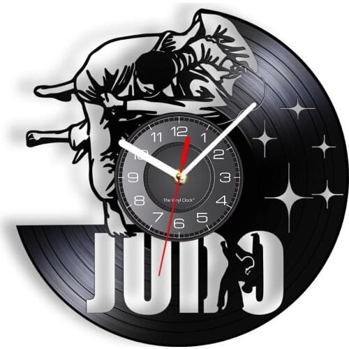 Judo Vinyl Record Wall Clock Modern Design Martial Art Silent Clock Wall Watch Japanese Combat Home Decor Laser Cut Music LP