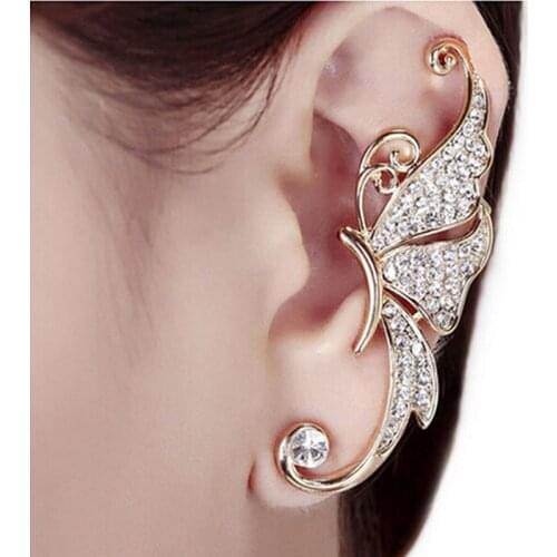 2015 New Free Shipping Fashion Hot street Full Crystal Music earrings female Girl Punk ear hook earrings Ear Clip Ear Cuff