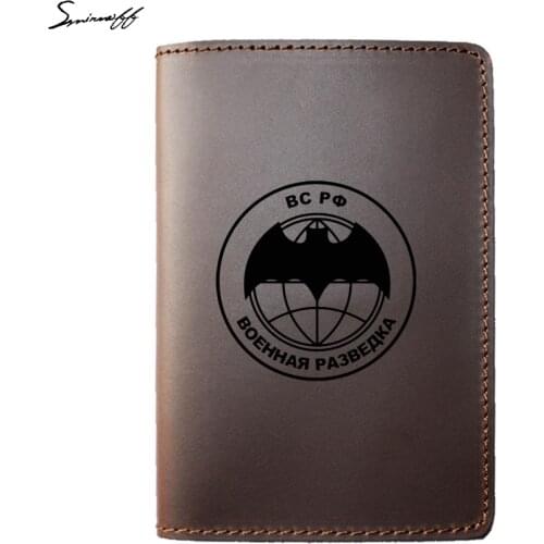 Leather Passport Cover Russian Federation Military Intelligence Passport Wallet Case Travel Accessories Passport Card Holder