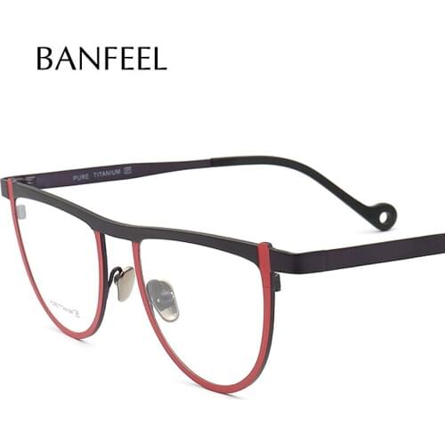 Pure B Titanium Women Eye Glasses Frame New fashion Myopia Optical Prescription Glasses Frame 2020 Half frame hyperopia Eyewear