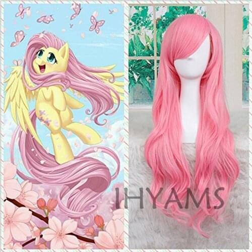 My Little Pony Fluttershy Wig Halloween Pink Wig Party Cosplay Wig Fluttershy Costume + Wig Cap