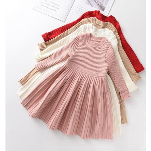 Baby Girls Sweater Dress 2021 fashion toddler Kids Cotton Quality Long sleeve Dresses Children Clothes little Girl Party costume
