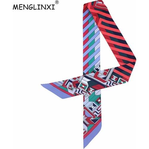 2021 New Fashion Striped Flaid Print Silk Scarf For Bag Ribbons Womens Luxury Brand Head Scarf Scarf Small Long Scarves C62