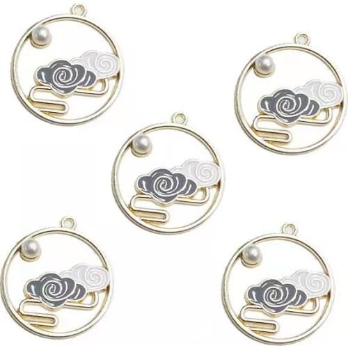 Simple Chinese Style Clouds Drip Oil Alloy Ladies Jewelry Accessories DIY Handmade Necklace Bracelet Pendant Material Wholesales