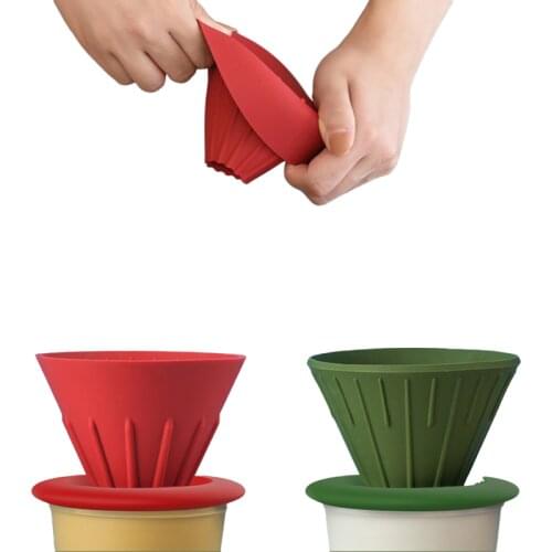 Rainbow Sugar Color V60 Coffee Drip Filter Cup Barista Silica Reversible Foldable Outdoors 1-2 People Coffee Dripper Filter Cup