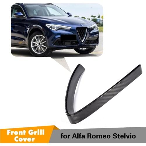Real Carbon Fiber Front Grill Mesh Frame Cover for Alfa Romeo Stelvio Standard SUV 4 Door 2017 - 2019 TI Car Styling