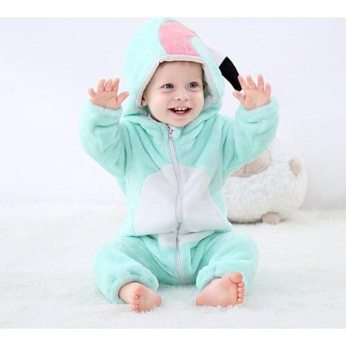 SALEROAD Baby Cartoon Romper Newborn Pajamas Cute Cartoon Animals Costume Flannel Baby Rompers Baby Girls Autumn Kigurumi Suits
