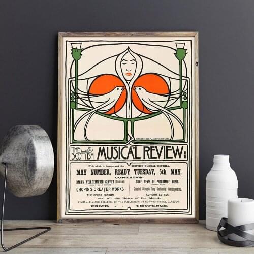 Scottish Art Nouveau Poster and Print Charles Rennie Mackintosh Canvas Painting Modern Wall Pictures for Living Room Home Decor