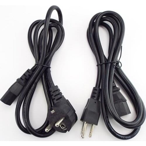 Euro Plug to EU AU Extension Electric LCD Cord 1.5m For Monitor Printer IEC C13 AC Power Supply Cable