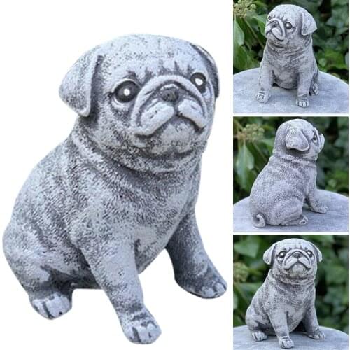Pug Statue Garden Decor Simulation Puppy Resin Ornament for Home Yard Garden Decoration can CSV
