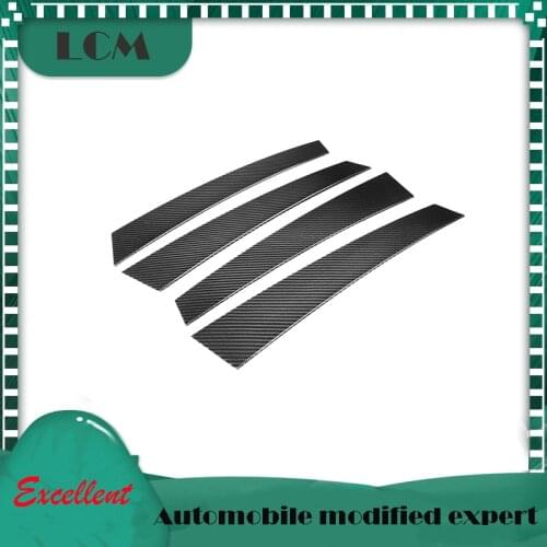 Add On Style Pillar Post Trim For-Panamera971 2017 2018 2019 Gloss Black Carbon Fiber Pillar Cover Stickers- 4 pieces