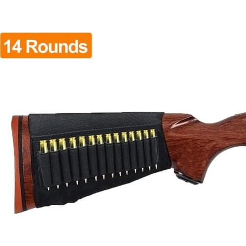 Tactical Hunting Rifle 14 Shells Buttstock Military Ammo Holder Cartridge Carrier Bullet Holster Case Hunting Gun Accessories
