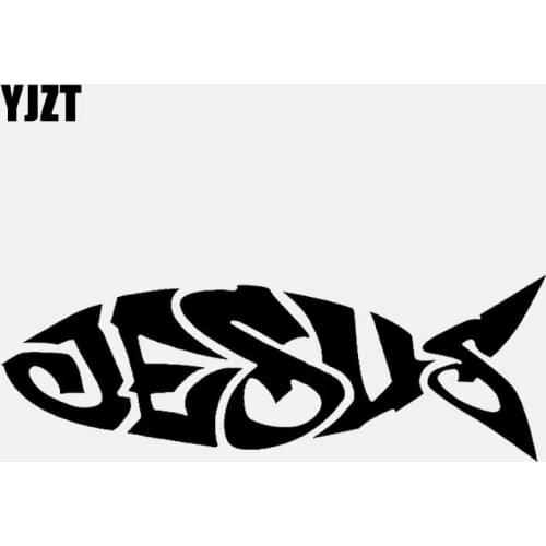 YJZT 13.1CM*4.4CM JESUS Fish Christian Car Stickers Vinyl Decals Graphics Black/Silver C3-1319